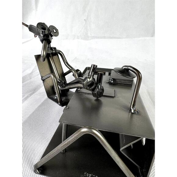 Hinz & Kunst Design Welded Metal Art Writing Desk Sculpture Nuts Bolts Work Book - Picture 1 of 15